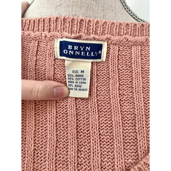 Vintage Pink Floral Embroidered Knit Vest w/ Ribbons - Picture 6 of 6